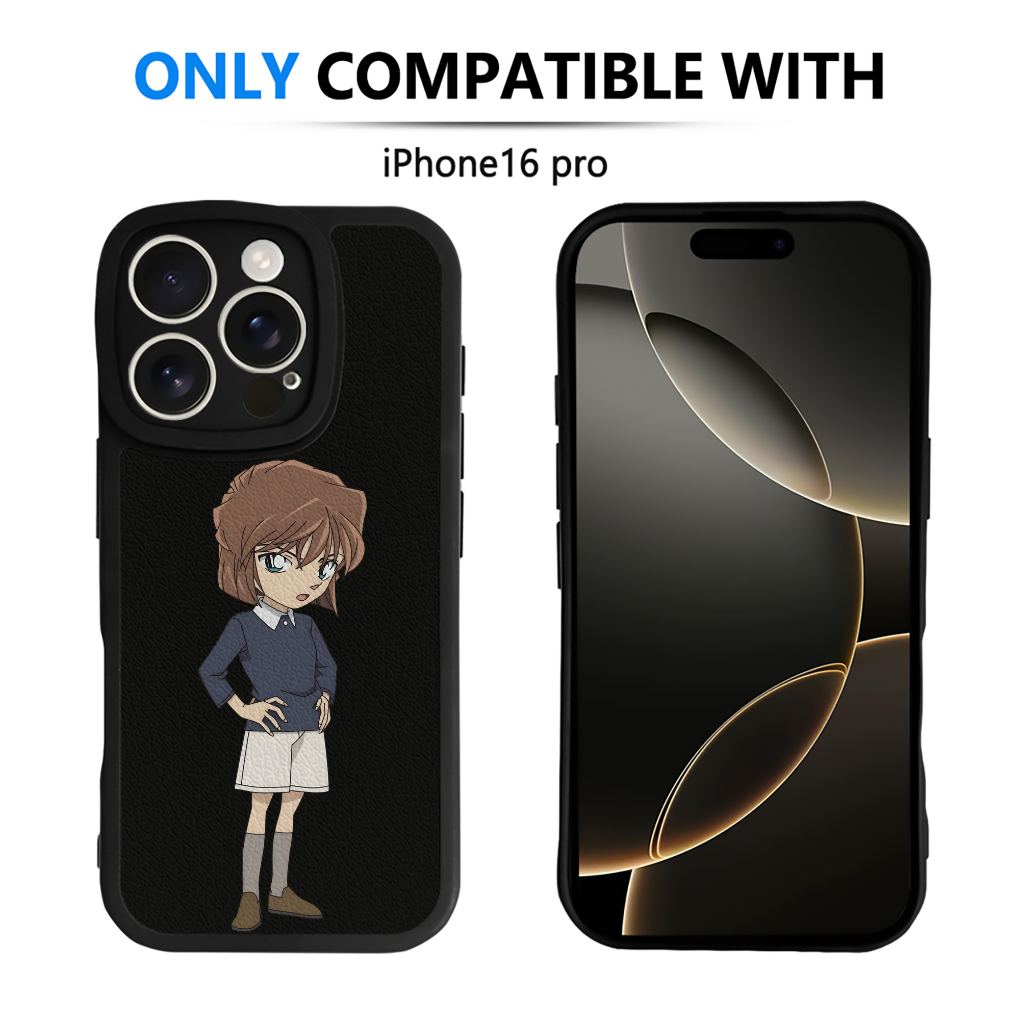 （画像用） 名探偵コナン 灰原 哀 はいばら あい Detective Conan Anita Hailey、Vi Graythorn Haibara Ai 【iPhone 16シリーズ対応】シリコンスマホケース（レザー調） 材質：シリコン